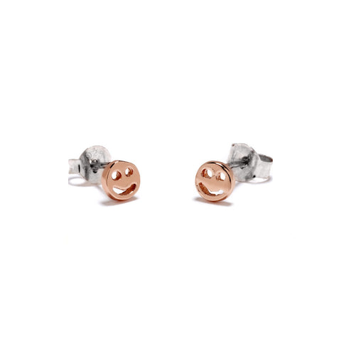 Smiley Face Studs - Rose Gold - Bing Bang Jewelry NYC